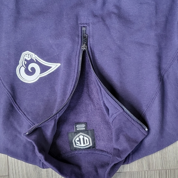 NWT NFL Team Apparel LOS ANGELES RAMS OTS Fleece 1/4 Zip Foil Sweatshirt Size M - Picture 5 of 6